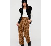 Turtledove London Kate Brown Mini Animal Print Barrel Leg Trousers Brown L