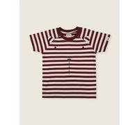Turtledove London Red Bear Face Horizontal Stripe Print Top - Red - 0-6 Months
