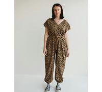 Turtledove London Rita Brown Animal Print Tie Waist Jumpsuit - Brown - M (Size 2)