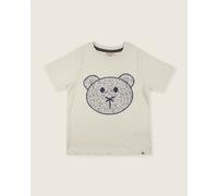 Turtledove London White Speckled Bear Applique T-Shirt - White - 6-12 Months