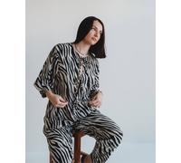 Turtledove London Women's Blake Multicolour Zebra Streak Print Tie Front Top | Size: 18/22