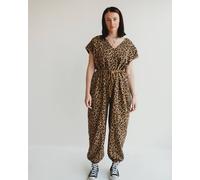 Turtledove London Women's Rita Brown Animal Print Tie Waist Jumpsuit | Size: 18/22