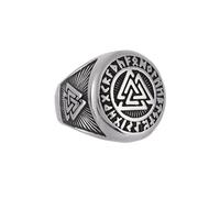 TURTLEDOVE Norse Valknut Viking Ring - Stainless Steel Rune Odin Symbol Warrior Amulet Ring - Nordic Scandinavian Viking Jewelry, Stainless Steel, No Gemstone