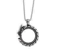TURTLEDOVE Ouroboros Dragon Pendant Necklace, Stainless Steel Egyptian Circular Ouroboros Symbol Amulet Jewelry for Men