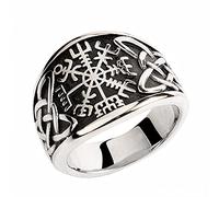 TURTLEDOVE Vegvisir Ring with Celtic Knot - Viking Ring with Runic Compass - Celtic Pagan Jewelry of Talisman, L, Metal, Quartz