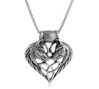 TURTLEDOVE Viking Celtic Wolf Necklace - Stainless Steel Wolf Couple Trinity Triquetra Heart Pendant - Irish Lucky Trendy Jewelry