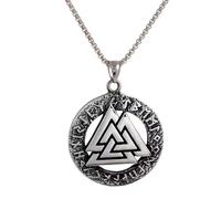 TURTLEDOVE Viking Necklace Norse Valknut - Nordic Pendant with Medieval Futhark Rune - Celtic Pagan Jewelry of Amulet