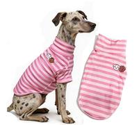Turtleneck Dog Shirt Cute Doggie Embroidery Super Soft Dog Sweatshirt Stretchy Striped Puppy Pullover for Cats Small Medium Large Dogs (Pink Striped, 5X-Large)