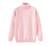 Turtleneck Girls' Jumper, Cashmere Autumn Winter Pullover, Warm Unisex Pullover, Knitted Jumper, Plain Fine Knit Jumper, Round Neck Children's Knitted Jumper, Casual Tops, pink, 130