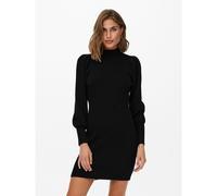 Turtleneck Jumper Dress with Balloon Sleeves Black