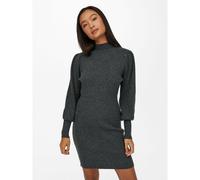 Turtleneck Jumper Dress with Balloon Sleeves Dark Grey