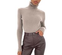 Turtleneck Jumpers for Women UK Women Plus Size Soft Sweater Slim Fit Lightweight Long Sleeve Tops Undershirt Knitted Warm Fashion Pullover Casual Round Neck Essentials Top Christmas Sweater Sales