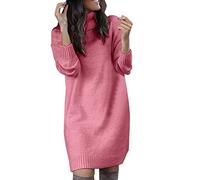 Turtleneck Long Jumpers Dresses for Women Oversized Knit Jumper Dress Ladies Baggy Fluffy Knitted Jumpers Womens High Neck Thick Fitted Plain Sweater for Women Pullover Sweaters Pullovers Streetwear