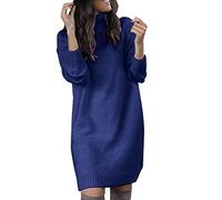 Turtleneck Long Jumpers Dresses for Women Oversized Knit Jumper Dress Ladies Baggy Fluffy Knitted Jumpers Womens High Neck Thick Fitted Plain Sweater for Women Pullover Sweaters Pullovers Streetwear