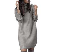 Turtleneck Long Jumpers Dresses for Women Oversized Knit Jumper Dress Ladies Baggy Fluffy Knitted Jumpers Womens High Neck Thick Fitted Plain Sweater for Women Pullover Sweaters Pullovers Streetwear