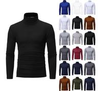 Turtleneck Men Casual Long Sleeve Roll Neck Knitted School Jumper Crooped Dressy Full Sleeve Stretchy Winter Sweater Warm Pullover Mock Neck Tee Undershirt Crew Neck Thick Heavy Cotton Navy Christmas