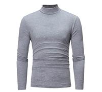 Turtleneck Men Shirt Medium High Neck Bottoming Shirt Long Sleeves Stretch Blouse Comfables Thermal Basic Pullover Solid Color Slim Fitting Underwear Autumn Winter Daily Tee Pullover Gray
