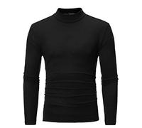Turtleneck Men Shirt Medium High Neck Bottoming Shirt Long Sleeves Stretch Blouse Comfables Thermal Basic Pullover Solid Color Slim Fitting Underwear Autumn Winter Daily Tee Pullover Black