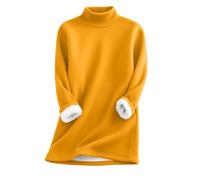 Turtleneck Plush Sweater Pullover Sweatshirts Casual Thick Velvet Plain Fleece Tops Sherpa Lined Thermal Crew Neck Tops Solid Color Loose Fit Loungewear Indoor and Outdor Warm Clothes
