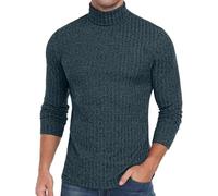 Turtleneck Pullover Men's Cotton Knitted Jumper Men's Winter Pullover Fine Knit Crew Neck Cotton Mix Long Sleeve Shirt Jumper Lightweight Winter Jumper Casual Sweatshirt Slim Fit Basic Tops