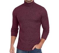 Turtleneck Pullover Men's Cotton Knitted Jumper Men's Winter Pullover Fine Knit Crew Neck Cotton Mix Long Sleeve Shirt Jumper Lightweight Winter Jumper Casual Sweatshirt Slim Fit Basic Tops