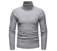 Turtleneck Pullover Men's Winter Knitted Jumper Men's Stand-Up Collar Pullover Cable Knit Long Sleeve Sweater Cotton Mix Elastic Texured Jumper Soft Winter Jumper Turtleneck Jumper Fashion Sweatshirt