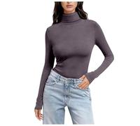 Turtleneck Pullover Women's Basic Long Sleeve Shirt Plain Slim Fit Stretch Turtleneck Shirt Autumn Winter Women Pullover Elegant Casual Undershirt Long Sleeve Tops