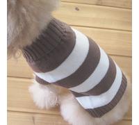 Turtleneck Stripes Pro Pet Clothes Dog Wool Classic Sweaters (Brown &White Stripe, L)