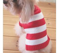 Turtleneck Stripes Pro Pet Clothes Dog Wool Classic Sweaters (Red &White Stripe, XL)