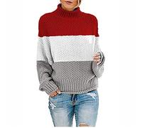 Turtleneck Sweater for Women, Womens Jumpers Lantern Sleeve Cropped Sweater Ribbed Knit Stretch Ladies Soft Knitted Mock Turtle Neck Chunky Sweater Women Pullover Knitwear