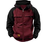 Turtleneck Sweater Men Hoody Men Pullover Slim Fit Grandad Shirts for Men Mens Winter Hoodies Pullover Trucker Jacket for Men Zipped Hoodies for Men UK Orange Jumper Mens Wool Coat （Red, M