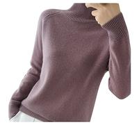 Turtleneck Sweater Women's Autumn and Winter Thickened Korean Women's Solid Color Pullover Loose Knitted Long Sleeved Bottoming Shirt Full Zip Sweaters (Purple, XXL)