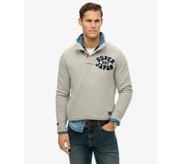Superdry Vintage Athletic Half Button Sweatshirt Grey S Men