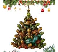 turtleOrnaments for Christmas Tree - Marine Life Christmas Decor, Holiday Hanging Ornament | Handcrafted Felt Turtle, Mother Baby turtleDesign, Glossy Ceramic Personalized Gift, Theme T