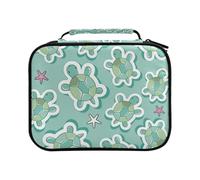 Turtles and Starfish on A Blue Colored Pencil Bag Large Capacity Pencil Case for Colouring Pencils Pen Bag Marker Organizer