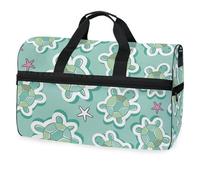 Turtles and Starfish on A Blue Travel Duffel Bag for Men Women Boys Girls Teens,Oversized Sports Gym Bag with Shoes Compartment Overnight Weekend Yoga Workout Bag Training Handbag