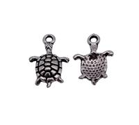 Turtles Charms For Bead Stringing Works, 12x8mm, Antique Silver Color, 40 Pieces
