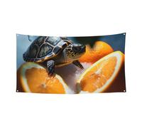 Turtles emerging from oranges Banner Party Decor Backdrop Flag Birthday Party Photography Background Decoration Banners and Signs Wall Decor Banner Party Supplies Favors 70 x 35 Inch