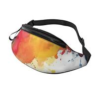 Turtles emerging from oranges Fanny Pack for Women Men Fashion Waist Pack Adjustable Belt Bag for Workout Running Travelling Casual Waist Bag, Stains Of Watercolor Paint Splatters, One Size