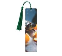 Turtles Emerging from Oranges Metal Bookmarks with Tassel,Cool Book Markers for Reading Women, Men,Aluminum Hanging Ornament Fancy Handmade Craft Reading Accessories Gift for Book Lovers S