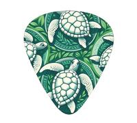 Turtles-Green-Leaves 12 Pack Guitar Picks With 3 Thicknesses And Storage Box, Abs Plectrums For Electric Bass Guitar Players
