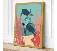Turtles in Shallow Waters Canvas Wall Art Print 30x20 Inch (76 x 51 cm)