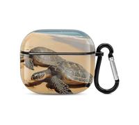 Turtles on The Beach Bluetooth Earbuds Case Cover Full Body Shockproof Protection Hard Case Support Wireless Charging with Keychain Personalized Gift for AirPods 3