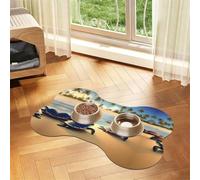 turtles on the beach Bone Shaped Absorbent Dog Feeding Mat