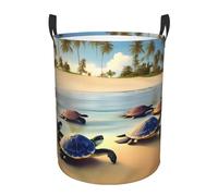 turtles on the beach Circular HamperM Basket Large Laundry Storage Basket for Clothes Stylish Home Decor Organizer