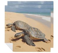 Turtles on The Beach Cloth Napkins 18x18inch Washable Reusable Dinner Napkin Soft Absorbent Printed Cloth Napkin Home Table Decor for Kitchen Dining Wedding Party 2 PCS