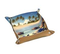 Turtles on The Beach Double-Sided Full Print, Leather Tray, Suitable for Placing Some Small itemsã€‚