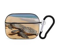 Turtles on The Beach Earbuds Organizer Shockproof Protective Airpods Pro Cover with Carabiner Clip Anti Fall Carrying Earphone Case Cover for Airpods Pro 2nd Generation Black