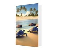 Turtles On The Beach Greeting Card, 4x6 Inches, Heart-Shaped Envelope Packaging, #Suitable For All Occasions.