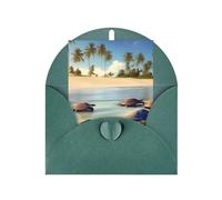 Turtles On The Beach Greeting Card, 4x6 Inches, Heart-Shaped Envelope Packaging, #Suitable For All Occasions.
